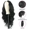 V-deel Pruik Body Wave Synthetische Pruiken voor Vrouwen 24 inch Zwart haar V-deel Pruiken Lijmloze Volledige Hoofd Clip in Half Pruiken Geen weglaten