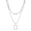 Pendant Necklaces Alloy Double-Layer Hollowed Out Square Necklace With Fashionable Temperament Niche Design Metal Geometric Overlay Choker