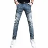 Primavera otoño vintage motocicleta cremallera diseñador clásico delgado empalme vaquero streetwear 90s delgado punk vaquero trabajo jeans hombre pantalones x2mA #