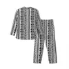 Geo Print Pajama Set Tribal Stripe Warm Sleepwear Male LG-Sleeveカジュアルレジャー2ピースナイトウェアプラスサイズ2XL 2056＃