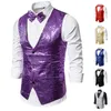 Nuevo diseño hombres lentejuelas patrón brillo adornado con cuello en v blazer chaleco masculino trajes de fiesta de noche más tamaño caliente f8tu #