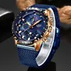 LIGE nouveaux hommes montres mâle haut tendance marque de luxe en acier inoxydable bleu montre à Quartz hommes décontracté Sport étanche montre Relogio LY278I