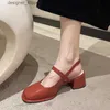 Slippers 2024 Summers Women Sandals schoenen mode elegante ondiepe dikke hiel schoenen dames comfort street style mary jane schoenen Q240326