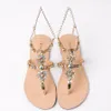 Summer Women Fashion Diamond Sandals Casual Beach Shining Boho Shoes Femal T-strap Thong Flip Flops Slippers Plus Size 240309