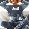 2024 inverno homens velo casual lg manga pijamas conjunto coral veet bonito carto sleepwear casal pelúcia engrossar quente homewear r8E8 #