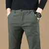 新しい秋の冬の男子カジュアルパンツブシンストレート厚いストレッチズボンの男性ブランド服グリーンブラックグレー04mw＃