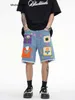 graffiti Denim Shorts Pathches Fr Jorts Men Vibe Style Baggy Jorts Streetwear Y2k Jeans for Men C0SH#