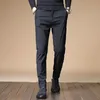 Été nouveaux pantalons pour hommes 2024 Stretch Slim Fit pantalon poche zippée noir gris mince confortable pantalons décontractés vêtements pour hommes b1WA #