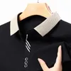 Spring Autumn Polo Shirt Mens Long Sleeved T Shirts Smart Casual Clothing Patchwork Blus Regular Fit Male Polo Tee 240311