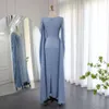 Said Mermaid Sharon Moslim Dubai Blauw Avondjurken Voor Vrouwen Bruiloft Lange Cape Mouwen Arabisch Lila Formele Jurk Ss365 mal