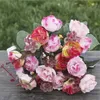 Decorative Flowers One Artificial Rose Bunch 21 Heads Roses Simulated Oil Painting Effect Red/pink/cream/burgundy/purple