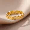 Cluster Rings Round Coin For Women Men Gold Color Stainless Steel Ring 2024 Trend Wedding Aesthetic Jewerly Anillos Mujer