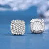 Brincos de parafuso prisioneiro S925 prata esterlina redonda cheia de diamante zircão para homens e mulheres com personalidade europeia americana exagerada