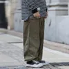 Multi-pocket lastbyxor Mens Safari Style Solid Color Casual Pants Loose Elastic Midje breda benbyxor Byxor Män O6KM#