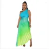 Etnische kleding Afrikaanse jurken voor dames 2024 zomer mouwloze asymmetrische Dashiki lange maxi-jurk dames traditioneel