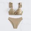 Mulheres Swimwear Khaki Sexy Biquinis 2024 Swimsuit Mulheres Push Up Feminino Praia Natação Desgaste Banheira Terno Brasileiro Bikini Set Piscina Banhista