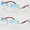 Whole Selling Style Rimless Optical 8200762 designer Sunglasses High quality Unisex Decor Wood frame outdoors driving7296185