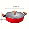 1pc grande cuisson (environ 5 litres), couvercle de marmite à soupe antiadhésive, cuisinière à induction avec manche en bois, adapté à toutes les cuisinières