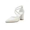 Chaussures habillées PU Cuir Microfibre Doublure Dames Talon Haut Femme Printemps Été Automne Ivoire Blanc Plus Taille 46