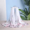 Sarongs Brand new chiffon scarves for womens spring/summer silk scarves fine floral shawls and wrapped basic printed headscarves Stoles wholesale 240325