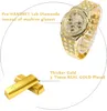 Halukakah Diamantvergoldete Herrenuhr, 18 K echtes Gold, Platin beschichtet, 40 mm breit, ideR omanD igitald ialQ uartzw ristband2 213 cm mit Cu BanChain 20 32 cm, 4572 cm, Halsband aceB