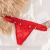 Women's Panties Metal Rhinestone Letter Thong Sexy Lace Underwear Bikini Female Lingerie Underpant Solid Color Underpanties Intimates