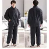 سستة دافئة الفانيلا LG Plush Pajamas للرجال الشتاء ثخانة الشعاب المرجانية Fleece Pajamas مجموعة بسيطة باجاما الصلبة البسيطة 3XL M49W#