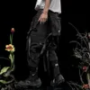 Punk Techwear Calças Cargo Bolsos Grandes Costelas Oversized Hip Hop Calças Pretas Corredores Streetwear Harajuku Calças Soltas Harem z1KY #