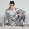2021 masculino cor sólida ray pijama define seda sleepwear homenwear masculino estilo moderno macio confortável cetim roupas de noite r5CW #