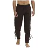 Pirate Pants Cott Linen byxor Medieval Renaissance Larp Costume Vikings ben spets upp outfit Halen för män plus storlek V1VG#