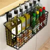 Baskets Over the Cabinet Door Organizer Wall Mount Storage Basket Hanging Metal Grid Bin Basket Bathroom Kitchen Pantry Holder Rack