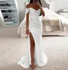 Elegant Off The Shoulder Sequins Mermaid Bridesmaid Dresses Ruched High Thigh Split Blingbling Wedding Guest Maid of Honor Dresses BC18214 0326