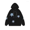 Heren Hoodies Lente Unisex Rits Ster Patch Losse Lange Mouw Casual Koppels Y2k Vest Jas Vrouw Kleding Sweatshirts