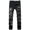 night Club Mens 3D Printing Jeans Denim Black Wolf Pattern Printed Punk Straight Cott Casual Print Denim Pants Plus Size 28-42 Y81U#