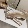 Strass-Dekoration, Top-Designer-High-Heels, Hochzeitsschuhe, sexy Knöchelriemen, echtes Leder, Sohle, Kristall, Stiletto-Absatz, Damen-Sandalen, Schuhe, Abendschuhe