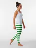 Calças ativas listras verdes e brancas leggings roupas de exercício para roupas de ginástica de fitness legging feminina