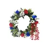 Dekorativa blommor Alla hjärtans dag krans med ljus amerikansk 4 juli oberoende simulering Garland dörrdekoration steg