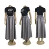 2956 vestido de duas peças feminino moda casual marca de luxo terno designer camiseta saia define jgg