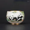 Teaware Sets Chinese Exquisite Panda Gilded Gold Tea Cup For Personal Use Master Set Flower