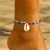 Anklets FNIO Bohemian colored bead ankle bracelet suitable for womens foot jewelry summer beach barefoot bracelet on the legs and anklesC24326