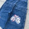 JNCO Shorts Y2K Pants Harajuku Hip Hop Graphic Retro Blue Baggy Denim Gym Shorts Mens Womens New High midje Basketball Short W6Vk#