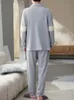 pijamas para casais Cott pijama de seda casa roupas novas em homens sleepwear mens pijamas nightie corpo inteiro manga conjunto acolchoado r5vB #