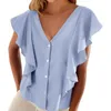 Camicette da donna Camicia da donna Elegante scollo a V con maniche a volant Camicetta ampia vestibilità streetwear Top per l'estate elegante casual moda donna