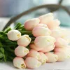 30pcs Yapay Laleler Çiçekler Gerçek Dokunma Laleleri Sahte Holland Pu Tulip Buket Lateks Çiçek Beyaz Tuliplight Pink 240322