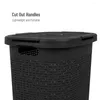 Tvättpåsar 60L Slim Hamper Klädkorg Locket Korgstil Plast 17.65 "L x 13.75" W 24.15 "H Set of 2 Black