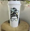 재사용 가능한 24oz/16oz Tumblers Snow Cup Water Bottle Coffee Juice Milk Tea 귀여운 플라스틱 콜드 컵 밀짚 뚜껑 휴대용 재사용 가능한 다양한 머그잔