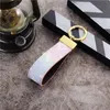 Leather Keychain Card Holder Exquisite Designer Keyring Zinc Alloy Letter Unisex Lanyard Cute for Women Men Black White Metal with Box