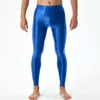 Pantalon élastique soyeux pour hommes, coupe ajustée, avec poche bombée en U, haute élasticité, respirant, taille moyenne, couleur unie pour le confort