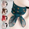 Scarves Fashionable chiffon polka dot scarf for womens retro temperature polka dot square scarf with multi-color polka dot collar Q240326