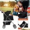 Pies Travel Outdoors 4 Wheels Pet Stroller Cat Cage Folding Carrier Black QQPQ5671131 Drop dostawa domowy zapasy ogrodowe OTN6N